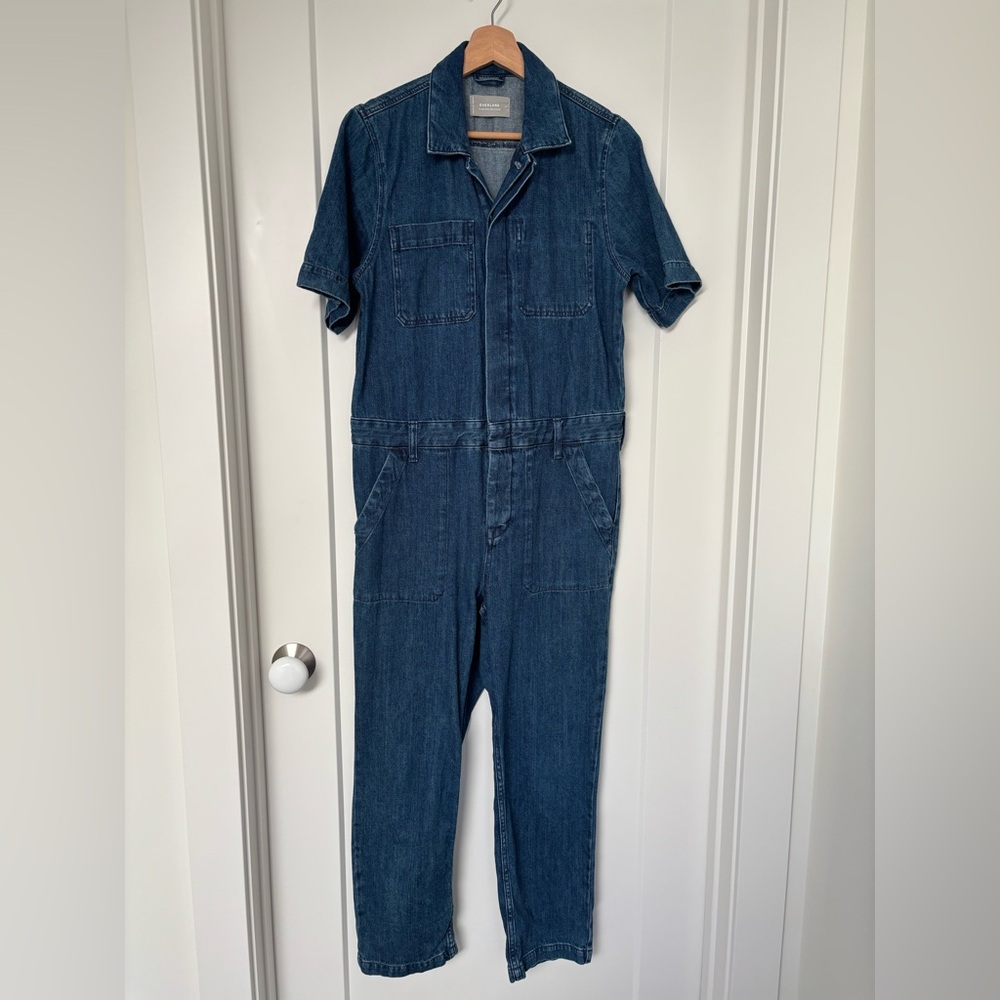 Everlane Super Soft Summer Denim Coverall - Blue Denim Short Sleeve - Size 6